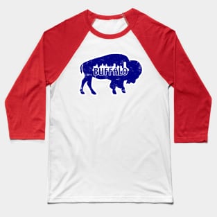 Buffalo NY Distressed Skyline Baseball T-Shirt